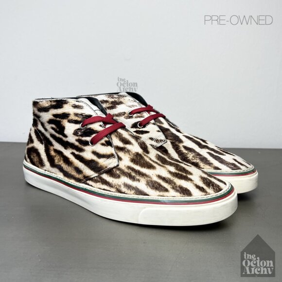 Men Size 9 US Vintage Gucci Leopard Print Chukka Sneaker 245307 Pre-Owned - Picture 1 of 16